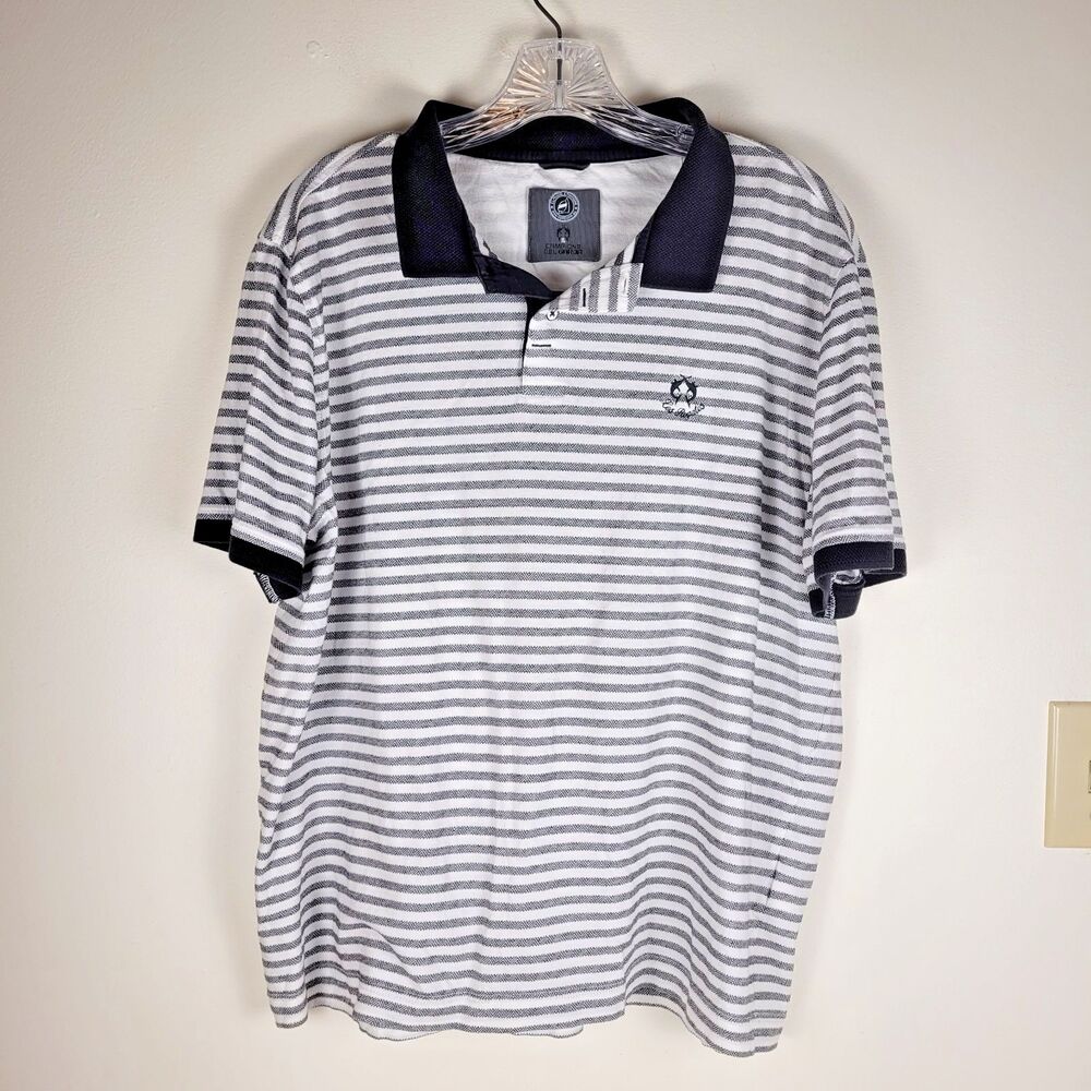CLAUDIO CAMPIONE Men's Black White polo shirt XL black collar cuffs 100% cotton
